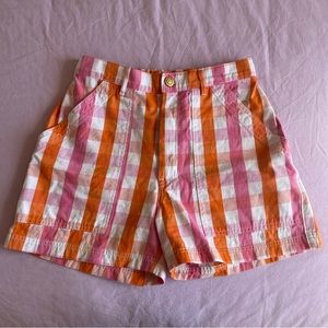 Big Bud Press Pink and Orange Gingham Work Shorts